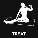 White silhouette of a person using a Body Lever Massage Tool on their back muscles with 'Squeeze' text on a black background